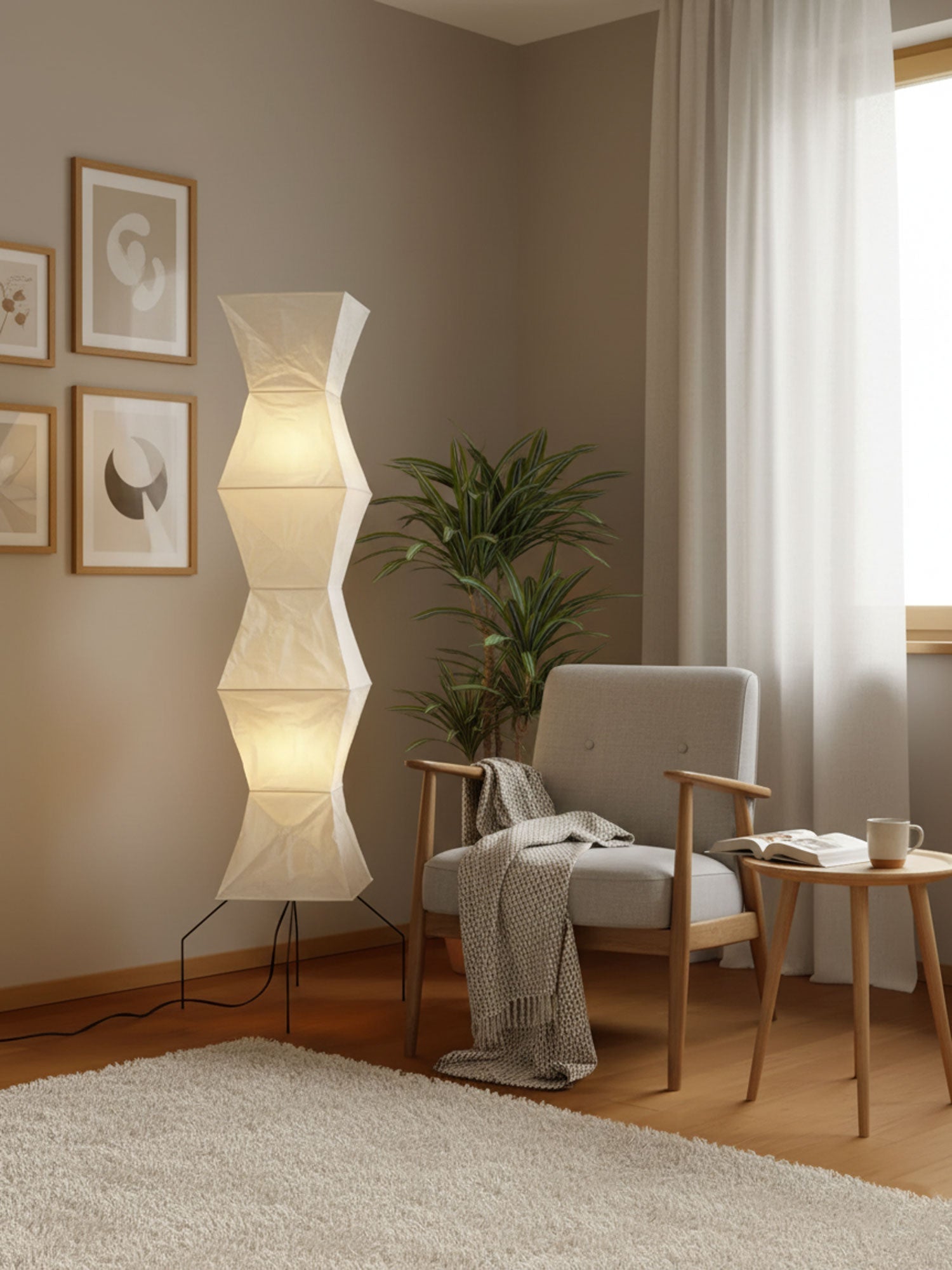 Reispapier Stehlampe | Wohnzimmer