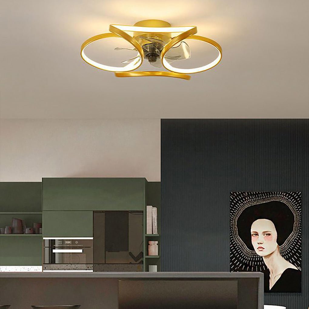 LED-Deckenventilator mit flacher Bauweise und Beleuchtung