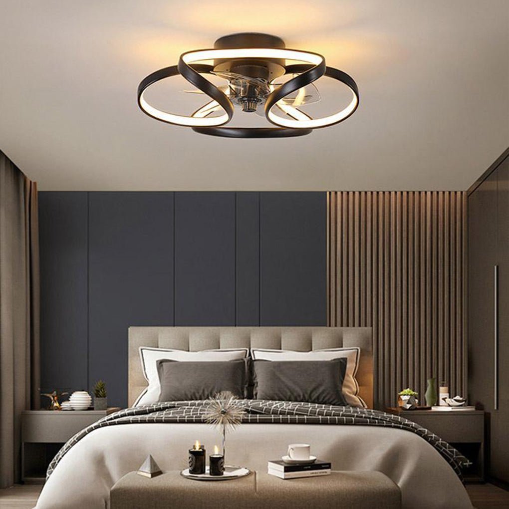 LED-Deckenventilator mit flacher Bauweise und Beleuchtung